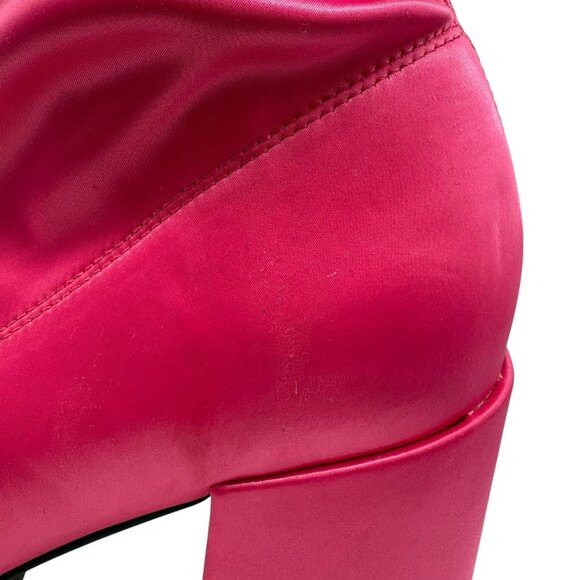 Steve Madden Pink Platform Boots Sz 9 M Sock Pull On Barbie Chunky Heel - Picture 9 of 16